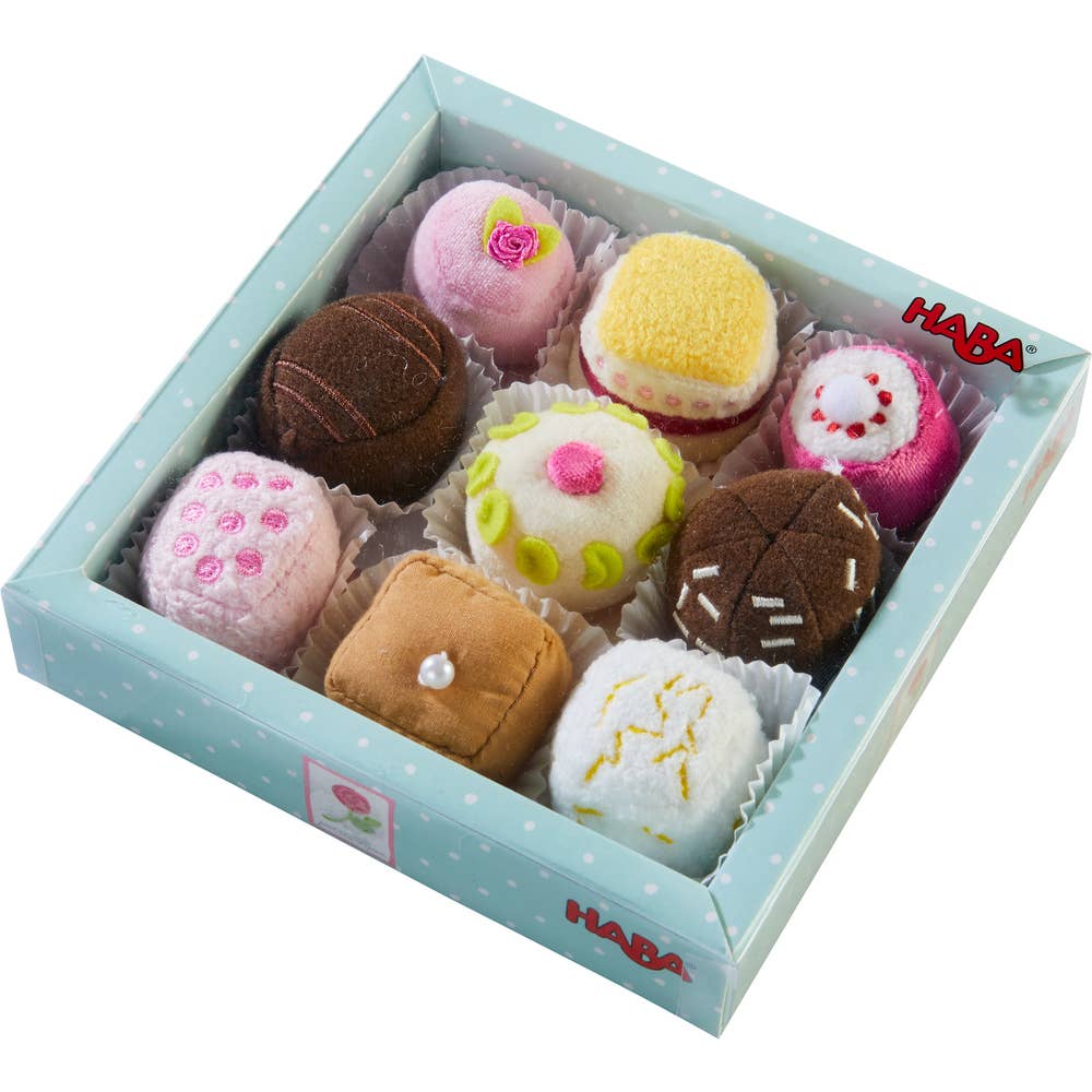 Haba Biofino Soft Petit Fours Set of 9 Plush Desserts - Perfect For Pretend Tea Parties