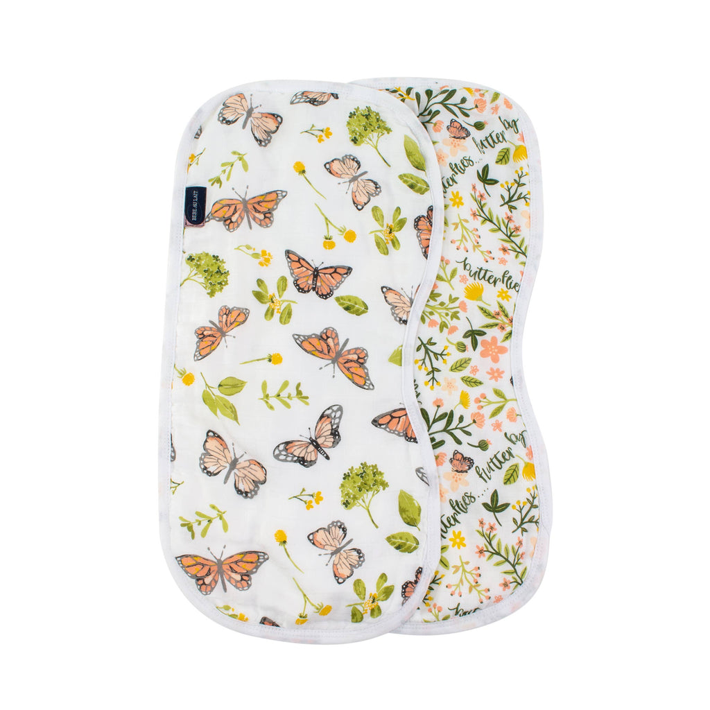 Bebe Au Lait Butterfly + Flutterby Oh So Soft Muslin Burp Cloths (2 PACK)