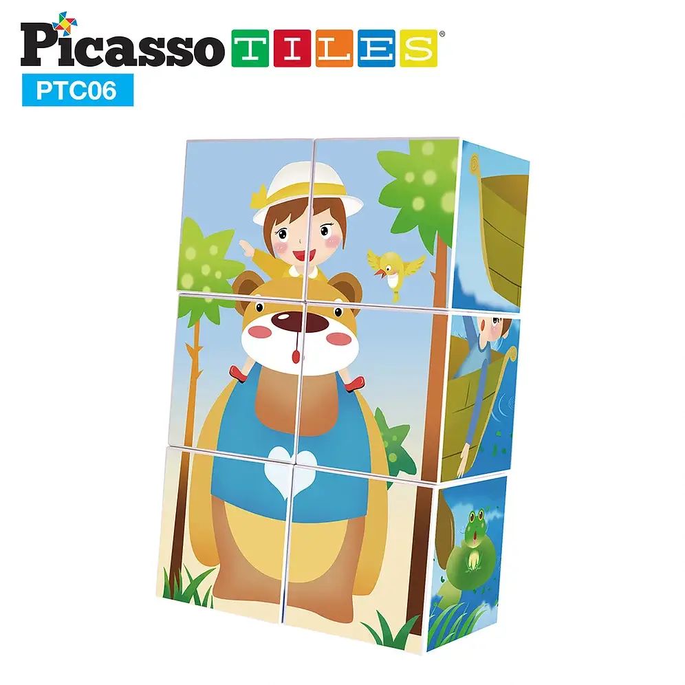 PicassoTiles 6 Piece Magnetic Puzzle Cube Set